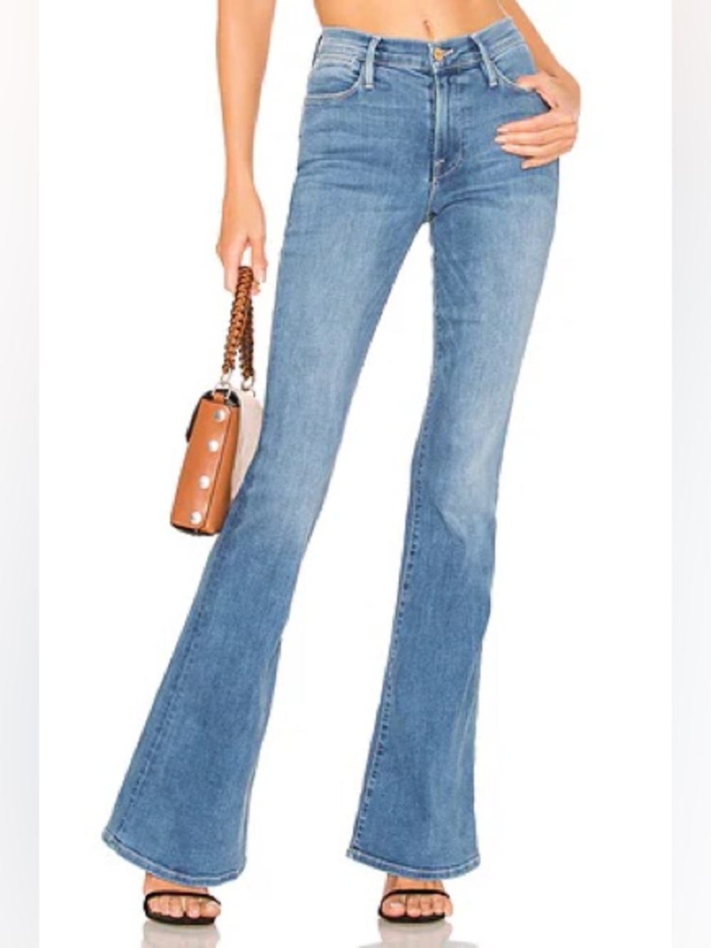 NWOT retails 228 Frame Denim Medium Blue High-Rise Flare Jeans